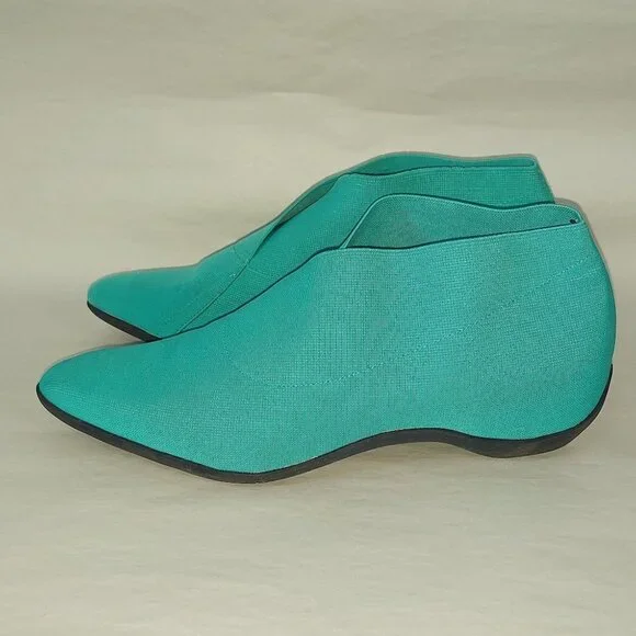 John Fluevog Women Power Up Embrace Elastic Ankle Booties Size 9 Teal Vegan - Picture 4 of 12